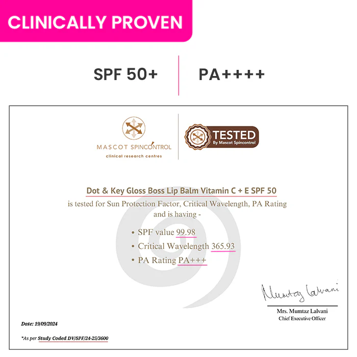 Vitamin C + E Gloss Boss Lip Balm In-Vivo Tested SPF 50+ PA+++ - Image 39