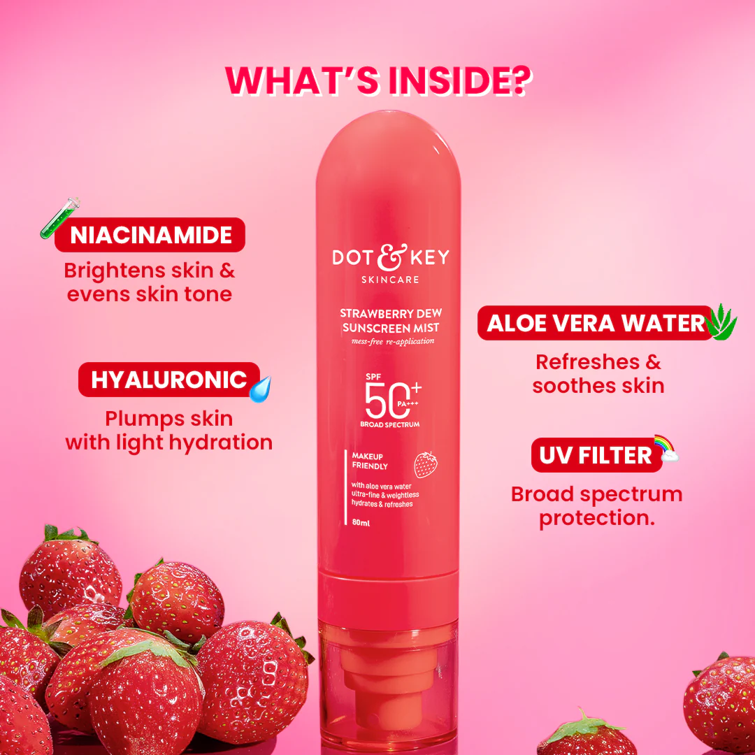 Strawberry Sunscreen Face Mist In-Vivo Tested SPF 50+ PA+++ - Image 5