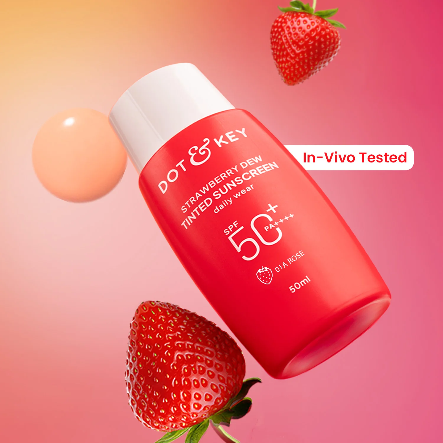Strawberry Dew Tinted Sunscreen, In-Vivo Tested SPF 50+ PA++++ - Image 15