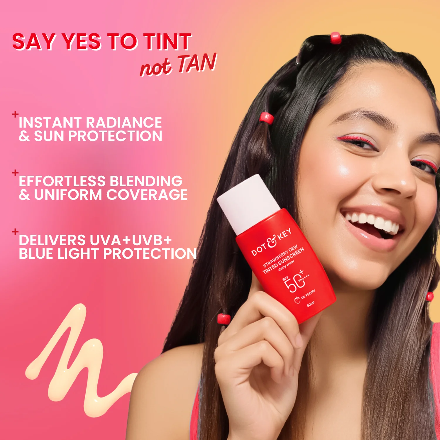 Strawberry Dew Tinted Sunscreen, In-Vivo Tested SPF 50+ PA++++ - Image 5